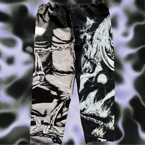 handmade iron maiden tapestry sweatpants / joggers with adjustable drawstring - Picture 3 of 3